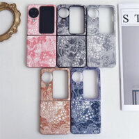 Dành cho OPPO Find N3 Flip, Ốp điện thoại gấp thêu thời trang có vỏ bảo vệ chống rơi da PU