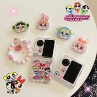 Dành Cho OPPO Find N3 Flip OPPO Find N2 Flip Gấp Màn Hình Chống Rơi Ốp Lưng Điện Thoại Hoạt Hình Dễ Thương Khóc Cho Bé Bay Cảnh Sát Bộ Ba Mảnh PC Vỏ Cứng Vòng Tay Mặt Dây Chuyền Có Chân Đế