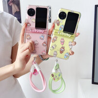 Dành Cho OPPO Find N3 Flip OPPO Find N2 Flip Gấp Màn Hình Chống Rơi Ốp Lưng Điện Thoại Hoạt Hình Dễ Thương Toàn Màn Hình Màu Hồng Xanh Lá Cây labuu Bộ Ba Mảnh PC Vỏ Cứng Mặt Dây Chuyền Vòng Tay
