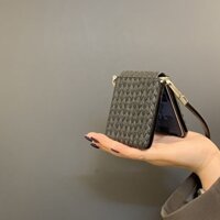 Dành Cho OPPO Find N3 N2 Flip Case Sang Trọng Màu Đen Dệt Họa Tiết Ốp lưng Samsung Galaxy Z Flip 6 5 4 / Xiaomi Mix Flip Back Cover