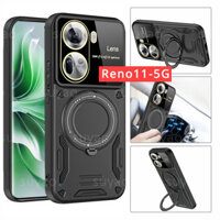 Dành Cho Oppo Reno 11 Pro F 11Pro 11F 5G 2024 Ốp Điện Thoại Kim Loại Giá Đỡ Nhẫn Đứng Reno11 Bảo Vệ Toàn Ống Kính 360° Xoay Hidden Fundas Sliding Camera Armor Vỏ chống sốc