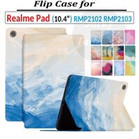 Dành Cho Realme Pad 10.4 inch RMP2102 RMP2103 Máy Tính Bảng LTE Wi-Fi Thời Trang Màu Da PU Vỏ Bảo Vệ Flip Stand Cover