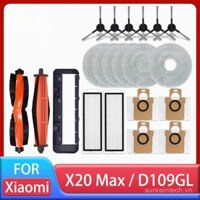 Dành cho Robot hút bụi Xiaomi X20 Max |   Phụ kiện D109GL, chổi chính, chổi bên, bộ lọc Hepa, vải lau, túi đựng bụi thay thế