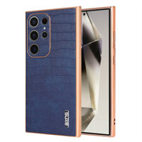 Dành cho Samsung Galaxy S22 Ultra, Ốp điện thoại họa tiết cá sấu cổ điển, vỏ bảo vệ viền mạ mờ chất lượng cao