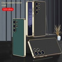 Dành cho Samsung Galaxy S25 S25Plus S25Ultra Ốp lưng da trơn mạ vàng mạ điện