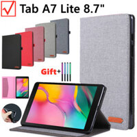 Dành Cho Samsung Galaxy Tab A7 Lite 8.7 SM-T220 T225 Stand Case Microfiber Da TPU Chống Sốc Flip Cover