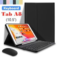 Dành Cho Samsung Galaxy Tab A8 10.5 2021 / 2022 SM-X207 SM-X200 SM-X205 Bàn Phím Cảm Ứng Không Dây Chuột Da TPU Đứng Có Khe Cắm Bút