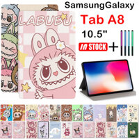 Dành Cho Samsung Galaxy Tab A8 10.5 2021 2022 SM-X200 X205 X207 Chân Đế Thông Minh Mokoko LABU Kuromi Dâu Gấu ZiMO Ốp Lưng Trẻ Em Hoạt Hình Dễ Thương Bao Da Chống Sốc Flip Shell