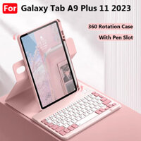 Dành Cho Samsung Galaxy Tab A9 + A9 Plus X210 S9 11 S9 FE 10.9 S8 S7 11 Inch T290 A8 10.5 X200 S6 Lite P610 Bao Da PU Có Silicon Mỏng Thông Minh Bluetooth Đứng Bàn Phím Lật