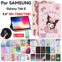 Dành Cho Samsung Galaxy Tab E 9.6 SM-T560 SM-T561 SM-T567 Kuromi Melody Labubupu Crayon Shin Chan Họa Tiết Hoạt Hình Dễ Thương Da + TPU Thời Trang Flip Stand Vỏ Bảo Vệ Máy Tính Bảng