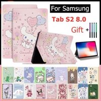 Dành Cho Samsung Galaxy Tab S2 8.0 SM-T710 T713 T715 T719 Trẻ Em Hoạt Hình Dễ Thương Kuromi Dâu Tây Gấu Đứng Thông Minh Da Hồng Chống Sốc Flip Cover