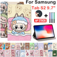 Dành Cho Samsung Galaxy Tab S2 9.7 SM-T810 T813 T815 T817 T818A T819 Đứng Mokoko LABU Kuromi Dâu Gấu ZiMO Ốp Lưng Trẻ Em Hoạt Hình Dễ Thương Da Chống Sốc Flip Cover
