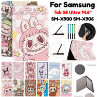 Dành Cho Samsung Galaxy Tab S8 Ultra 14.6 SM-X900 SM-X906 Kuromi Labububumu Zimoio Siêu Mỏng Trẻ Em Hoạt Hình Dễ Thương Bao Da Đứng Chống Sốc Flip Case