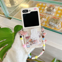 Dành Cho Samsung Galaxy Z Flip 6 / Flip5 5G pc Cứng Bảo Vệ Màu Kẹo Hoạt Hình Dễ Thương Dây Đeo Cổ Tay Cho Samsung Z Flip 4 3 Ốp Lưng