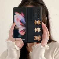 Dành Cho Samsung Galaxy Z Fold 6 5 4 3 2 5G Ốp lưng Di Động Thời Trang Dễ Thương Giá Đỡ Gấu Đứng Mờ Mặt Sau
