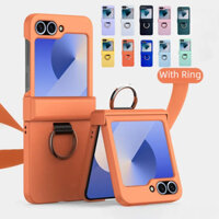 Dành Cho Samsung Galaxy Z Flip6 Z Flip5 Flip4 Flip3 Sang Trọng Trơn Ốp Lưng PC Cứng Thanh Lịch Cổ Điển Có Giá Đỡ Nhẫn