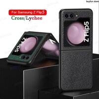 Dành Cho Samsung Galaxy Z Flip6 ZFlip6 Flip 6 5 4 3 5G Ốp Lưng Da Cứng Họa Tiết Chữ Thập Bảo Vệ Vỏ
