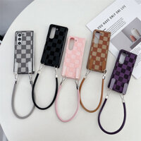 Dành Cho Samsung Galaxy Z Fold6 Z Fold5 Fold4 Fold3 Thẩm Mỹ Sang Trọng Ốp Lưng Có Thể Gập Lại Retro Vintage Chống DROP Da Cổ Điển Có Dây Đeo Bao
