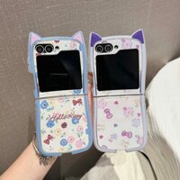 Dành Cho Samsung Z Flip6 Ốp Lưng Mèo Hình Hello Kitty Xanh Hồng Hoa Vòng Tay Mềm Trong Suốt Cho Samsung Galaxy Z Flip 6 5 4 3 5G Vỏ Điện Thoại Chống Sốc