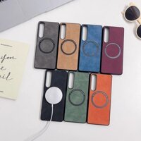 Dành Cho Sony Xperia 1 5 10 Mark VI V IV Vỏ Da Nubuck Vỏ Điện Thoại Cứng Từ Tính