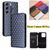 Dành Cho Tecno Camon 40 Pro 4G 5G 2025 Ốp Điện Thoại Lật Sang Trọng Da Lưới Vỏ Cho Camon40Pro Camon40 Giá Đỡ TPU Mềm Chống Sốc