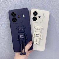 Dành Cho Vivo IQOO Z9 Z9x Turbo Plus 5G Vỏ Hoạt Hình Giá Đỡ Vuông Mặt Mềm TPU Vỏ Điện Thoại