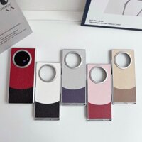 Dành Cho Vivo X Fold3 Pro X Fold3 Ốp Lưng Sang Trọng Họa Tiết Lichee Ghép Da PC Cứng Lật Vỏ Điện Thoại Cho Vivo X Fold3 Pro