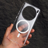 Dành Cho Vivo X200 Pro Mini Case Siêu Mỏng Sóng Sọc Mờ Trong Suốt Cứng Không Dây Vỏ Từ Tính