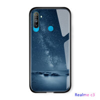 Dành Cho Vỏ Điện Thoại Realme C3 Không Gian Tưởng Tượng Cực Quang Sang Trọng Mặt Trăng Đầy Sao Nai Sừng Tấm Ốp Chống Sốc Galaxy Ốp Lưng Kính Cường Lực