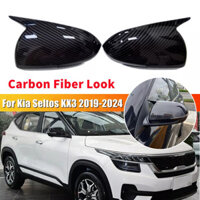 Dành Cho Xe Kia Seltos KX3 2019-2024 Dán Xe Ô Tô Chiếu Hậu Bên Gương Bao Cánh Nắp Cửa Bên Ngoài Phía Sau Vỏ Viền Sợi Carbon Nhìn