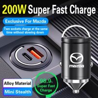 Dành Cho Xe Mazda Điện Thoại Sạc Nhanh 200W Loại C PD QC3.0 USB Cổng Kép Sạc Nhanh Cho Xe Mazda 2 3 6 CX3 CX5 CX7 CX8 CX9 CX30 MX-5 Xe Thuốc Lá Bật Lửa