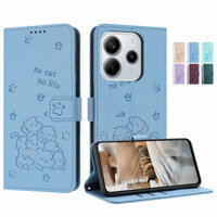 Dành Cho Xiaomi Redmi Note 14 13 Pro Plus 5G 14C 13C 4G Poco X7 X6 M6 Pro C75 Họa Tiết Mèo Con Lật Ví Da PU