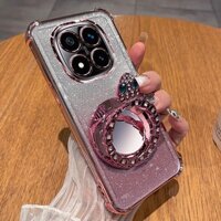 Dành Cho Xiaomi Redmi Note 14 4G 5G Redmi Note 14 Pro plus 5G Redmi Note 13 Pro 5G Vỏ Mềm Silicon Kim Cương Giả Gương Đứng Giá Đỡ