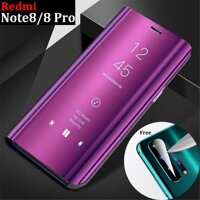 Dành cho Xiaomi Redmi Note 8/Note 8 Pro Da Cao Cấp Thông Minh Flip Cover Ốp Lưng Gương Điện Thoại Ốp Lưng Cường Lực ống kính Camera phim bảo vệ