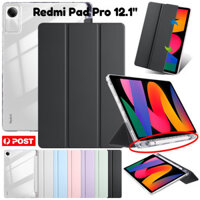 Dành Cho Xiaomi Redmi Pad Pro 12.1 inch Có Giá Đỡ Bút Chì Chống Sốc Flip Case Da Đứng Trong Suốt Bao Da