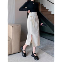 [Đánh giá cao] Váy bodycon xẻ tà thời trang mùa hè mới, eo cao, giảm cân, vải jacquard, màu sắc đồng nhất, váy midi bodycon