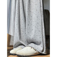 [Dành riêng cho Đông Nam Á] Quần gạo nếp chấm bi nữ quần âu phong cách lười rộng rãi mẫu mới xuân thu quần ống rộng tôn dáng gầy