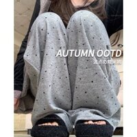 [Dành riêng cho Đông Nam Á] Quần gạo nếp chấm bi nữ quần âu phong cách lười rộng rãi mẫu mới xuân thu quần ống rộng tôn dáng gầy