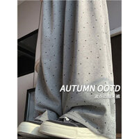 [Dành riêng cho Đông Nam Á] Quần gạo nếp chấm bi nữ quần âu phong cách lười rộng rãi mẫu mới xuân thu quần ống rộng tôn dáng gầy