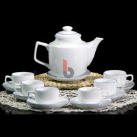 ĐÁNH THỨC TRÀ VỚI bộ tách uống trà vuông cao chỉ xanh 100% Bát Tràng, bộ bình trà sứ, bộ tách trà, bộ tách trà gốm sứ