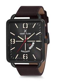 Daniel Klein Mens Square Wrist Watch (DK12227) - Leather Strap - 45mm Analog Men's Fashion Watches - Japanese Quartz Movement - Many Colors