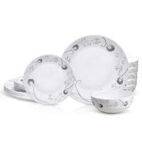 DANMERS Dinnerware Set 18-Piece Service for 6,Chip Resistant Dishes Bowls for Camping,Dinner,Dandelion Design