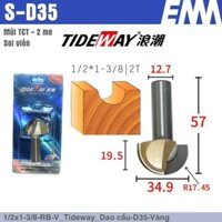 Dao 1/2x1-3/8-RB-V_Tideway_Dao cầu-D35-Vàng- soi viền, mũi CNC Tideway chính hãng, chuyên dụng cho máy cắt CNC