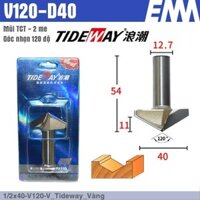 Dao 1/2x40-V120-V_Tideway_Mũi Vbit120-Vàng, mũi CNC Tideway chính hãng, chuyên dụng cho máy cắt CNC