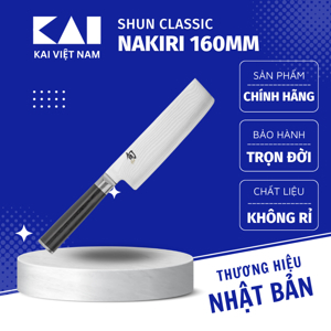 Dao bếp Nhật Shun Classic Nakiri - Dao thái rau củ thép Damascuss 69 lớp DM0728 (160mm)