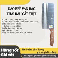 Dao Bếp Vân Bạc - Dao Thái Rau Cắt Thịt - Dao Nhà Bếp Cán Gỗ Nâu