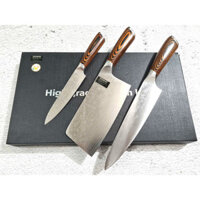 DAO - BỘ 3 DAO BẾP NHẬT BẢN THÉP DAMASCUS MÃ A3 DT2 nt topcomshop DBHD