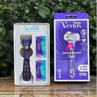 Dao cạo 5 lưỡi Gillette Venus tím Deluxe Smooth Swirl + 2 Blade Refills