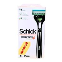 Dao Cạo Dành Cho Nam, Quattro Titanium 4, Refillable Men`s Razor, 4 Blades, 2 Cái - SCHICK