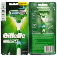 Dao cạo râu 3 lưỡi Gillette mach 3 sensitive (1 tay cầm và 1 đầu cạo 3 lưỡi kép cho da nhạy cảm)
